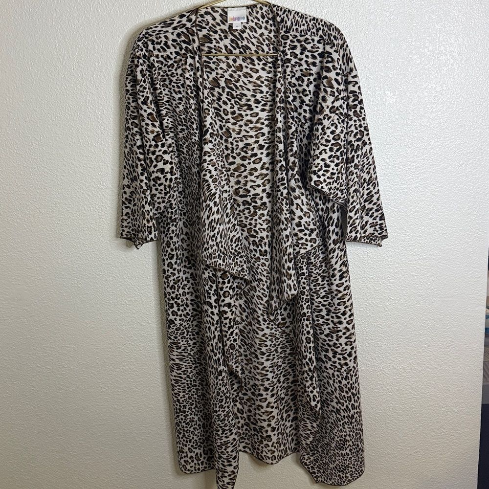 LuLaRoe- Shirley Kimono- Leopard Print waterfall duster- Size medium